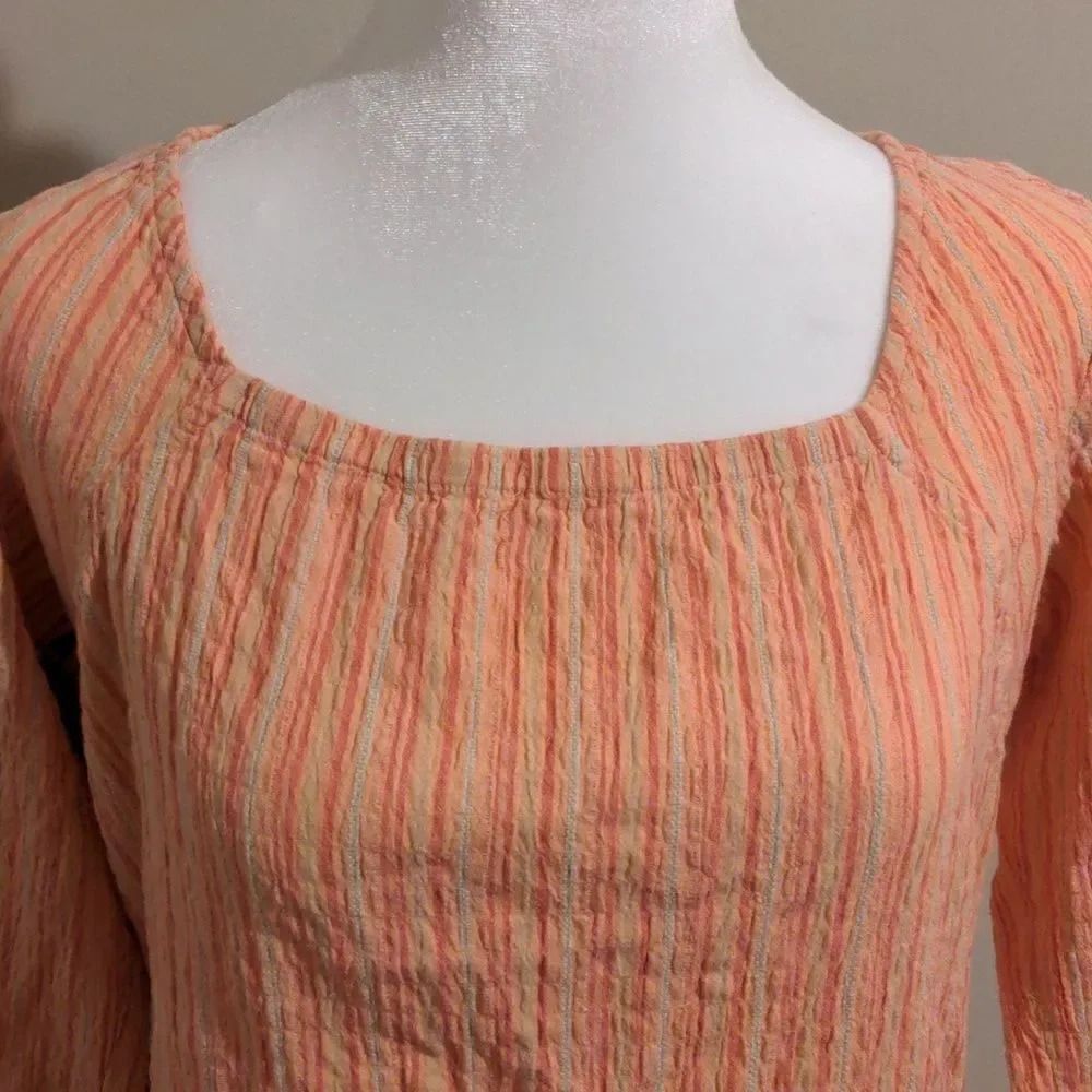 Columbia Small Salmon Pink Crepe Material 3/4 Sleeve Blouse - Picture 2 of 7